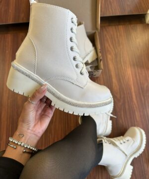 Coturno strass Bridi Branco Feminino