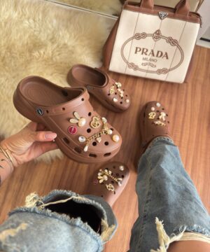 Crocs Plataforma Marrom