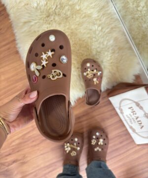 Crocs Plataforma Marrom