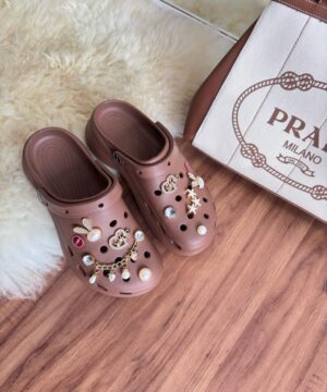 Crocs Plataforma Marrom