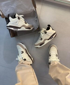 Jordan 4 retrô Premium Branco e preto Masculino