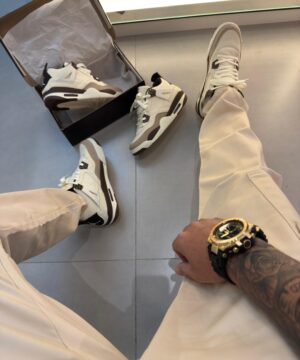 Jordan 4 retrô Premium Branco e preto Masculino