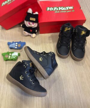 Botinha Infantil Paetê Preto Marrom