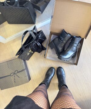 Bota Tratorada Prada Preta 6