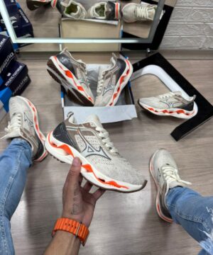Mizuno Wave Stratos Off White Laranja Atacado