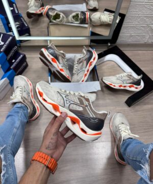 Mizuno Wave Stratos Off White Laranja Atacado 4