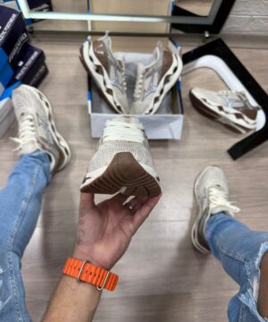 Mizuno Wave Stratos Off White e Marrom Atacado 3