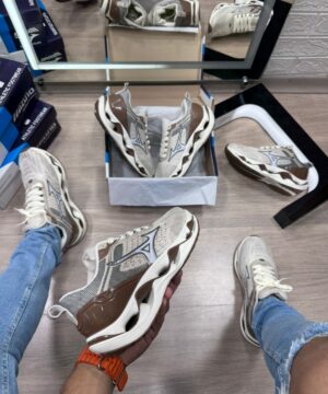 Mizuno Wave Stratos Off White e Marrom Atacado 6