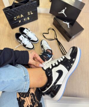 Nike Air Jordan Verniz Branco e Preto 4