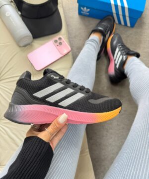 Adidas Run Falcon Preto e Prata Atacado