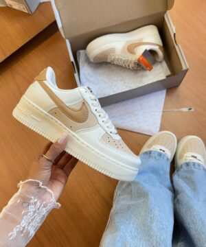 Nike Air Force Primeira Linha Branco E Caramelo Atacado