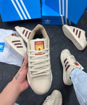 Adidas Superstar Premium Bege Bordo Atacado 3