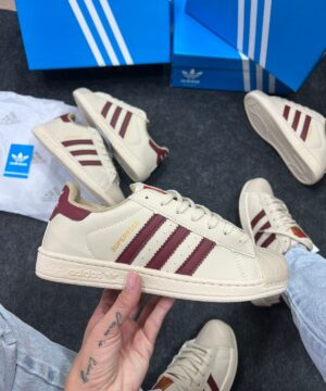 Adidas Superstar Premium Bege Bordô Atacado