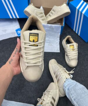 Adidas Superstar Premium Bege Dourado Atacado 3