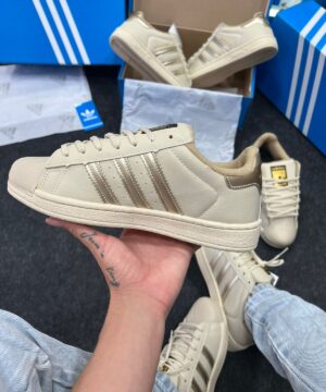 Adidas Superstar Premium Bege Dourado Atacado