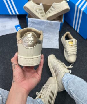Adidas Superstar Premium Bege Dourado Atacado 4