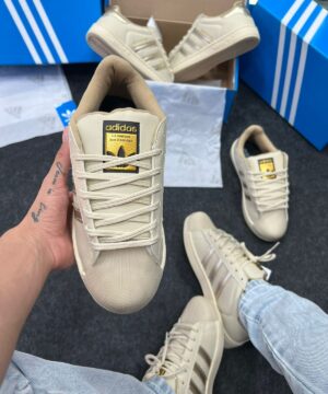 Adidas Superstar Premium Bege Dourado Atacado 5
