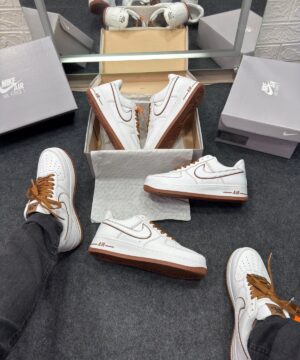 Air Force Prime Luxo Branco e Marrom Atacado 8