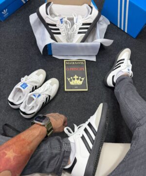 Adidas Samba Premium Branco e Preto Atacado 3