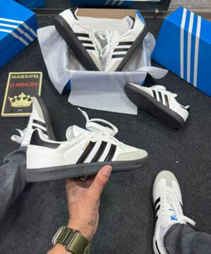 Adidas Samba Premium Branco e Preto Atacado 4