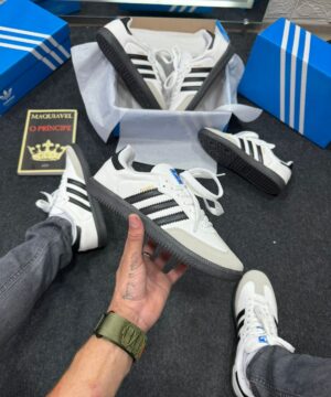 Adidas Samba Premium Branco e Preto Atacado 8