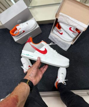 Air Force 1 Premium Branco Vermelho Laranja