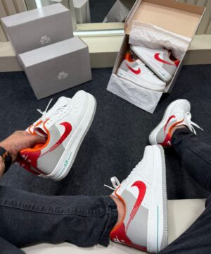 Air Force 1 Premium Branco Vermelho Laranja 6