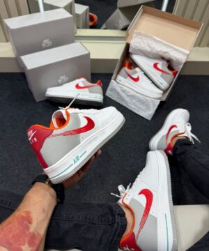 Air Force 1 Premium Branco Vermelho Laranja 7